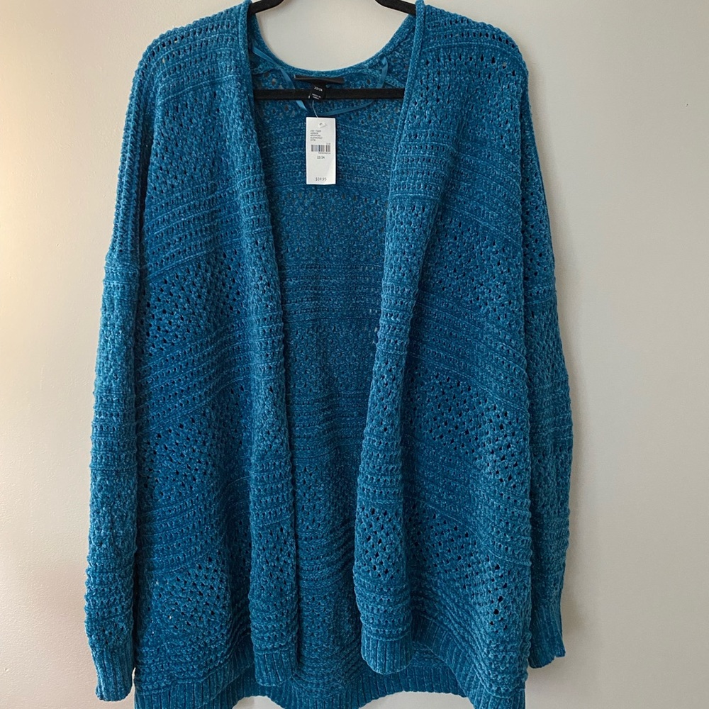 Lane Bryant Teal Chenille Cardigan